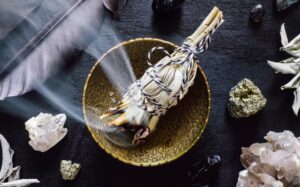 Smudging with white sage
